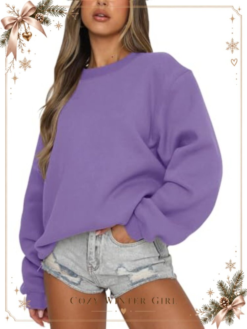 Women's Fleece Lined Crewneck Sweatshirt Long Sleeve Pullover Fall
